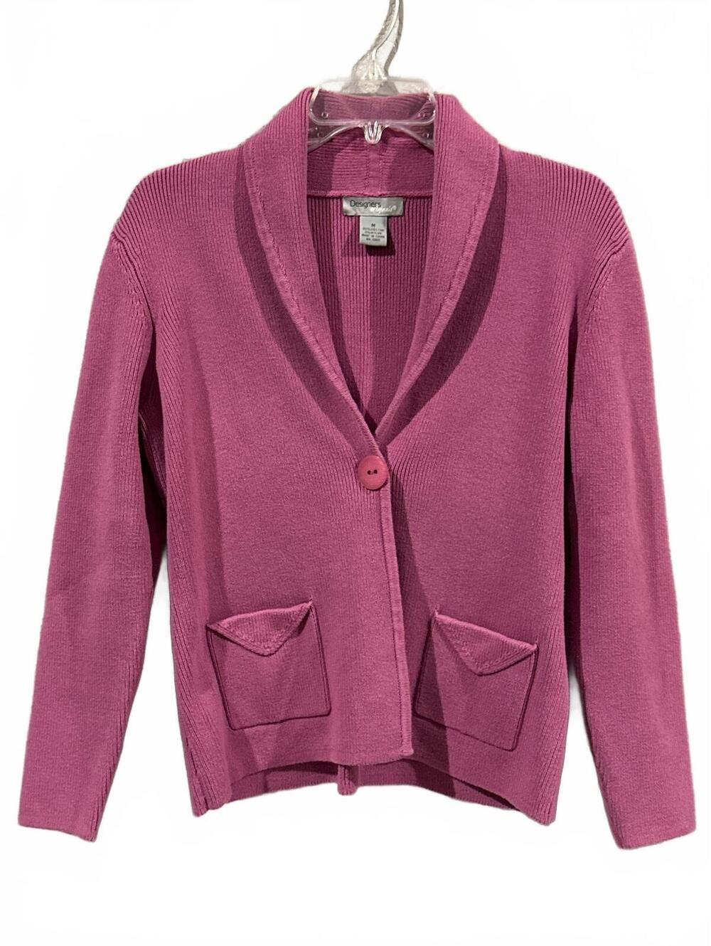 Designers Original Pink Cotton Nylon Blend Cardigan Sweater Medium